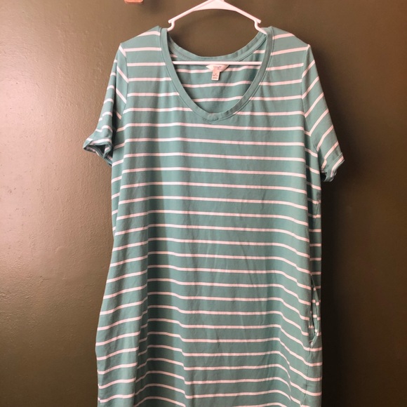 Mint and white striped nightgown - Picture 1 of 1